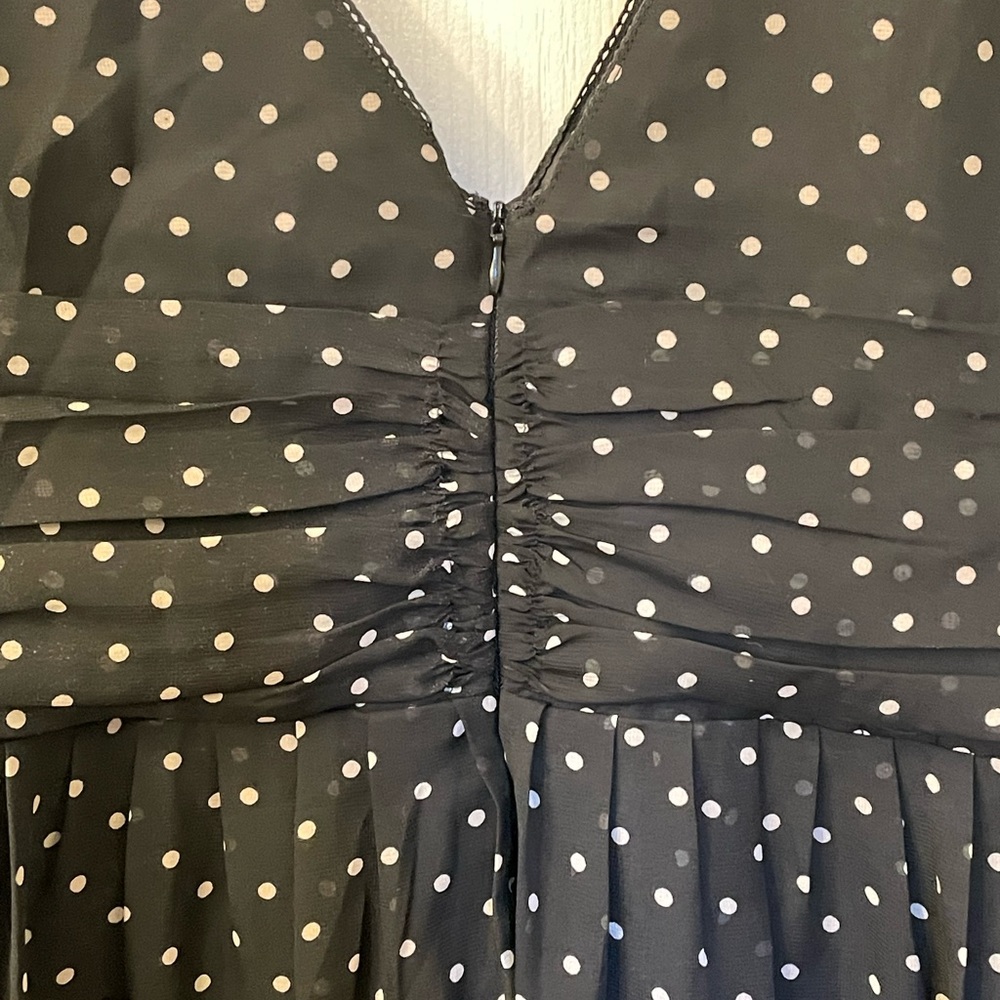 Chic Black Polka Dot Mini Dress - Picture 4 of 5